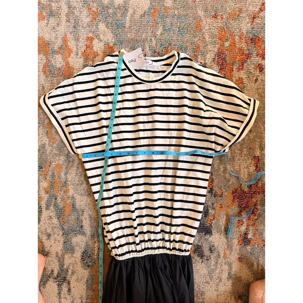 New Striped Cotton Dress with Side Slit